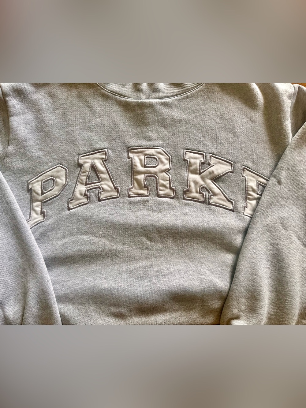 Parker Light Gray Appliqué Logo Sweatshirt